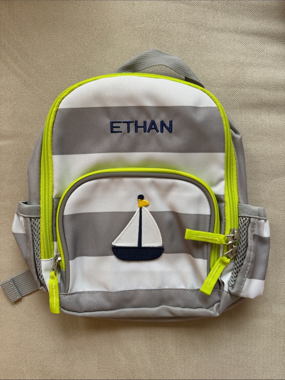 Pottery Barn Kids Mini Striped Sailboat Backpack - Ethan